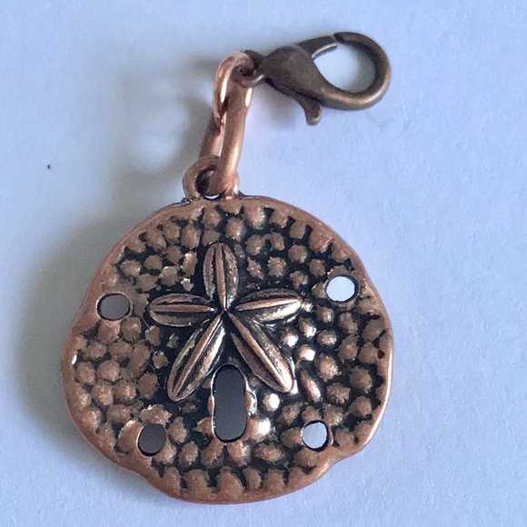Sand Dollar Bracelet Charm Clip On Purse Tag Zipper Pull Copper Plated Sea Life - Picture 5 of 8